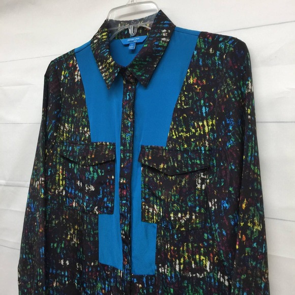 Derek Lam Design Nation Black Blue Abstract Colorful Tunic Shirt Dress S - Picture 4 of 11